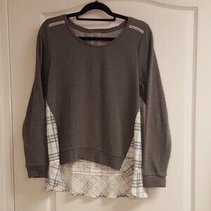 Gray Sweatshirt Plaid Inlay Soft Sensations